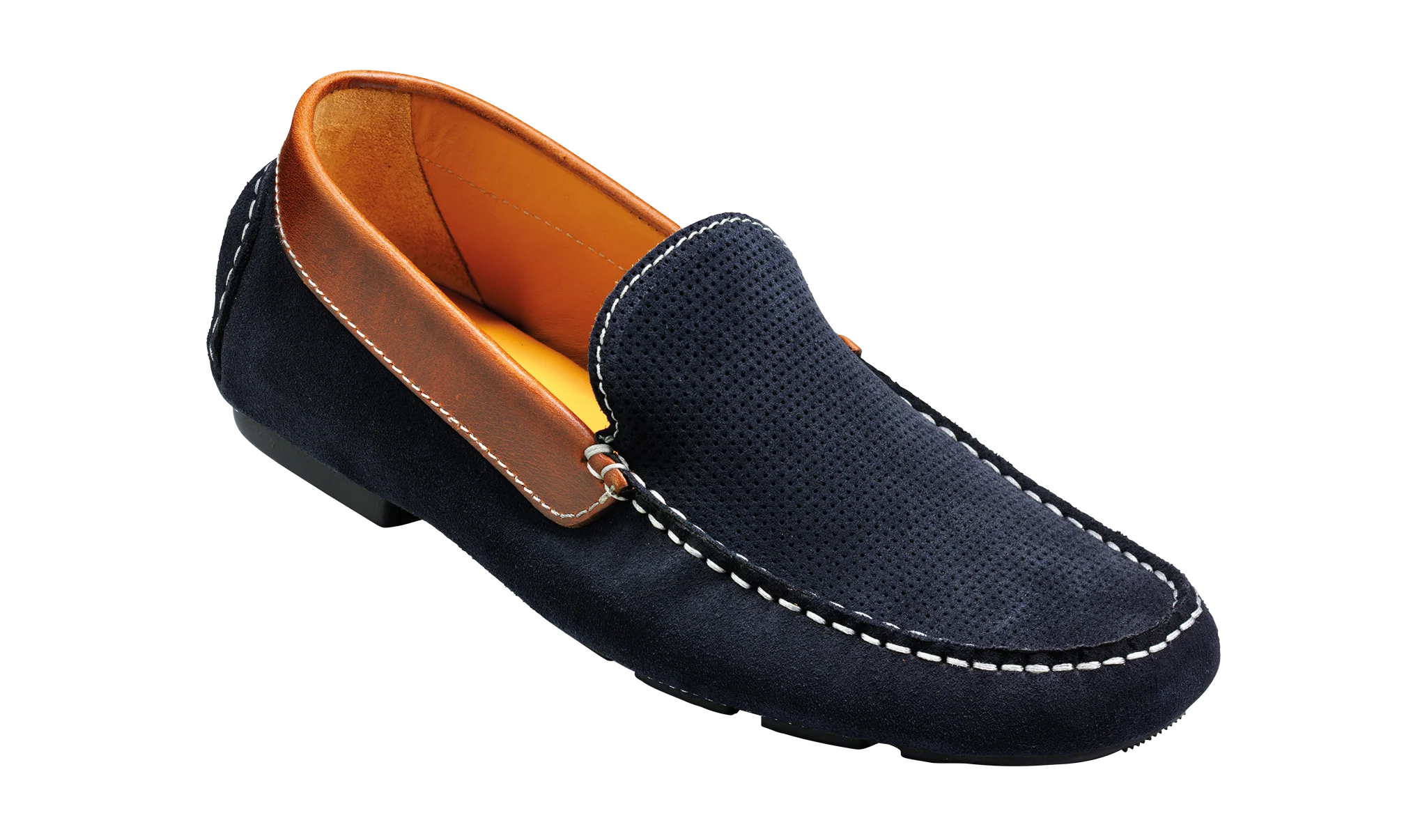 Denby - Navy Suede / Brown Collar