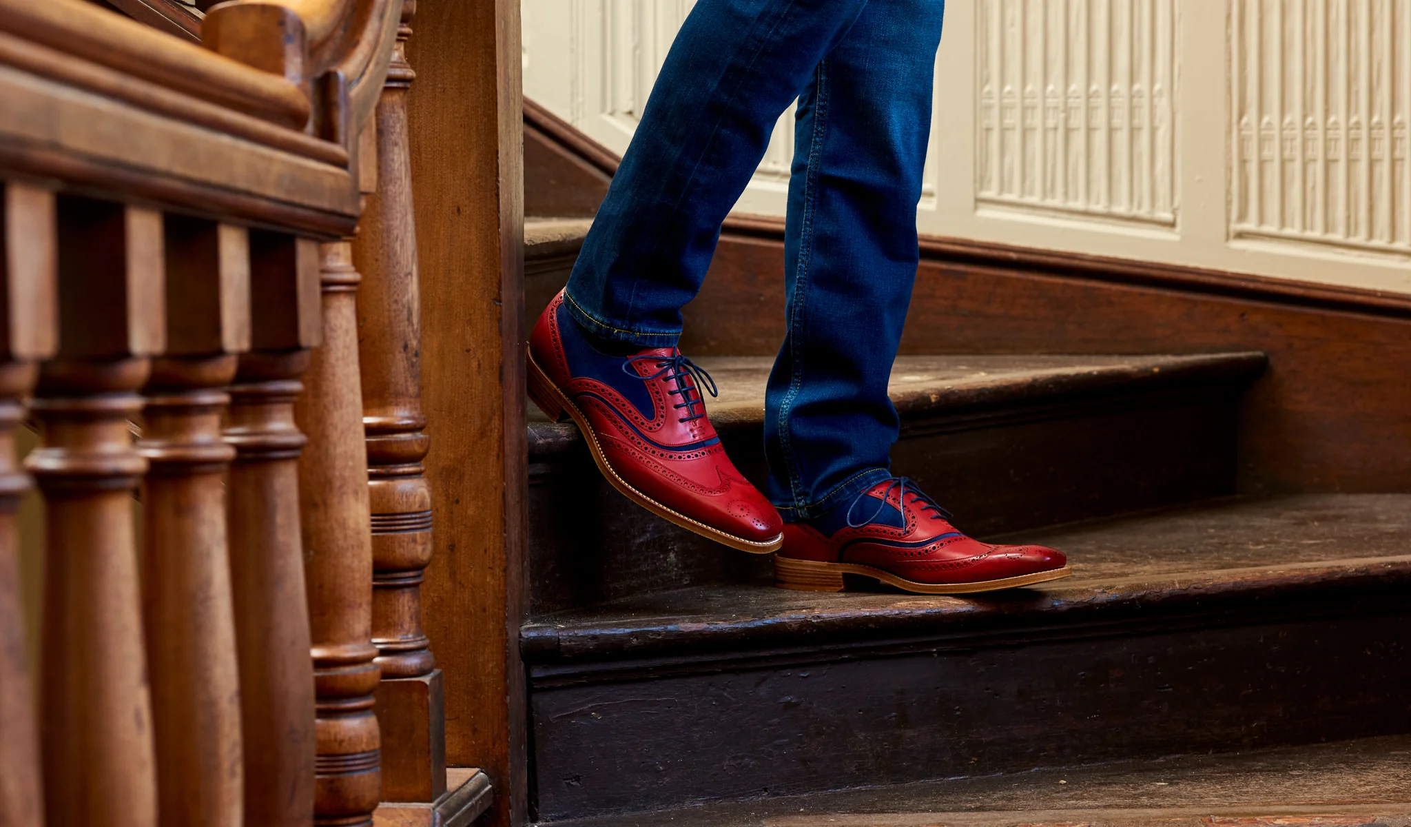 McClean - Red Hand Painted / Navy Suede - Image 5